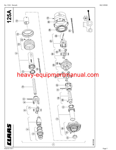 CLAAS VOLTO 770T TEDDER PARTS CATALOG MANUAL SN 62701646-62799999