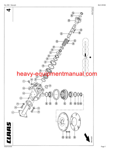 CLAAS VOLTO 870 TEDDER PARTS CATALOG MANUAL SN 