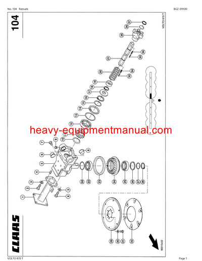 CLAAS VOLTO 870 TEDDER PARTS CATALOG MANUAL SN 62901591