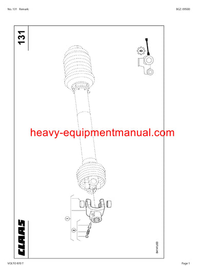 CLAAS VOLTO 870 TEDDER PARTS CATALOG MANUAL SN 62901591-62999999