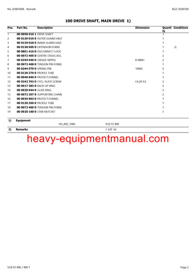 CLAAS VOLTO 900 900T TEDDER PARTS CATALOG MANUAL SN G5401001-G5409999