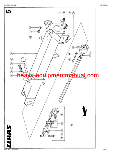 Claas Wm 165 185 N S Mower Parts Catalog Manual Sn 33401001-33499999