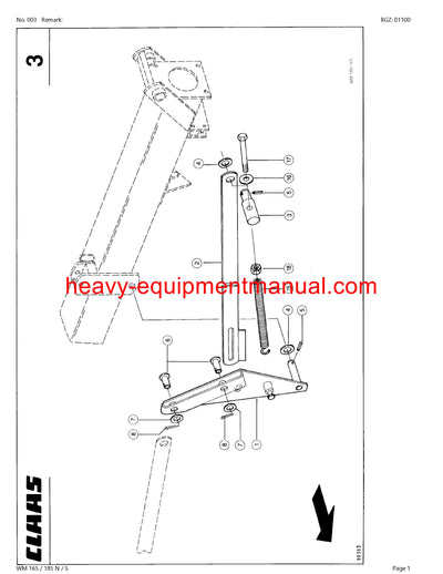 Claas Wm 165 185 N S Mower Parts Manual