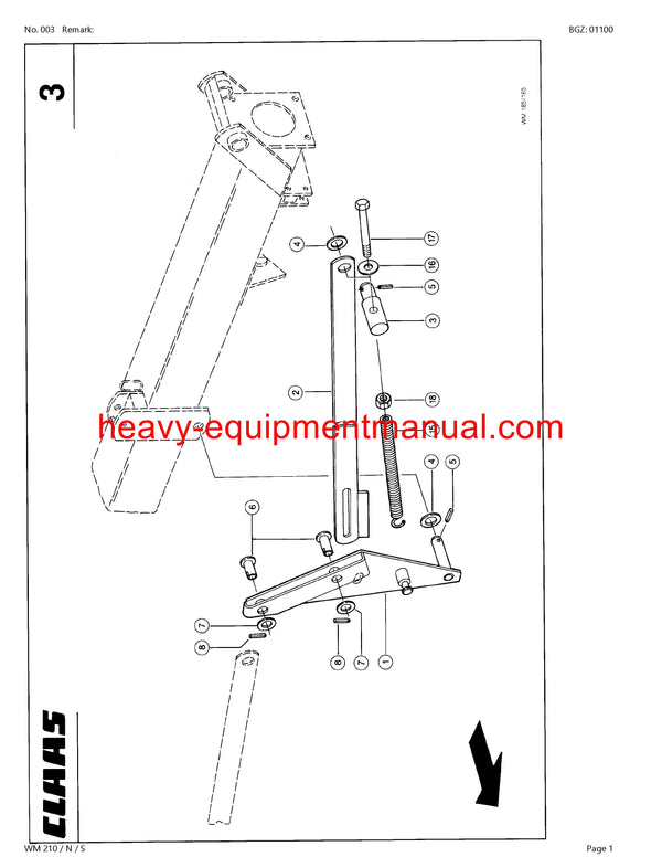 Claas Wm 210 N S Mower Parts Catalog Manual 