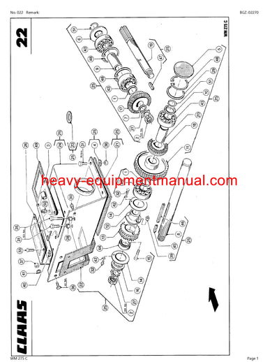 Claas Wm 275 C Mower Parts Catalog Manual