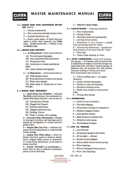Clark C500 (OH-430) Forklift Overhaul Manual - PDF Download