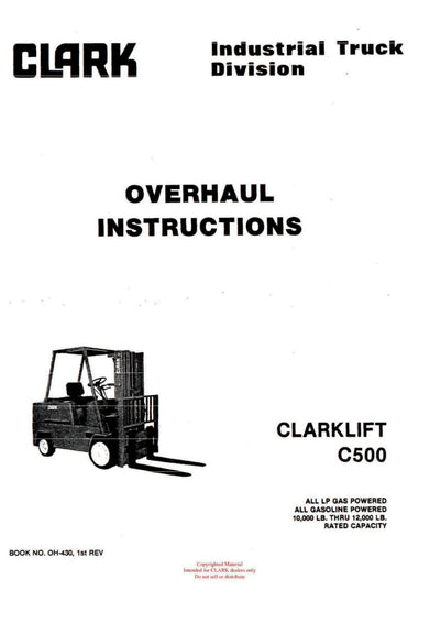 Clark C500 (OH-430) Forklift Overhaul Manual - PDF Download