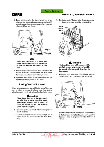 Clark CMP 15-18-20-25-30 (SM-638.1) Forklift Service Repair Manual - PDF Download