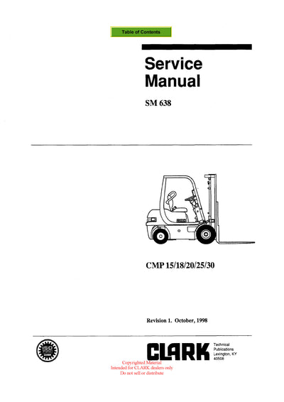 Clark CMP 15-18-20-25-30 (SM-638.1) Forklift Service Repair Manual - PDF Download