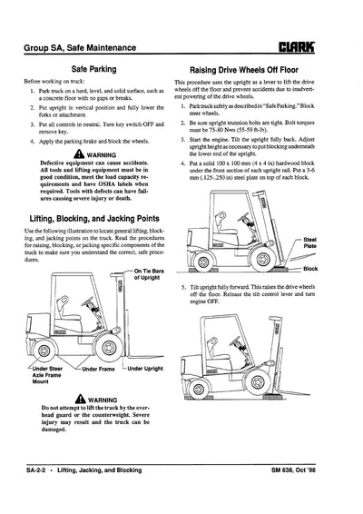 Clark CMP 15-18-20-25-30 (SM-638) Forklift Service Repair Manual - PDF Download