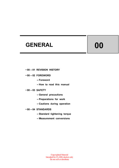Clark CMP 20-30 D L G SF 20-30 D L G (SM-711) Forklift Service Repair Manual - PDF Download