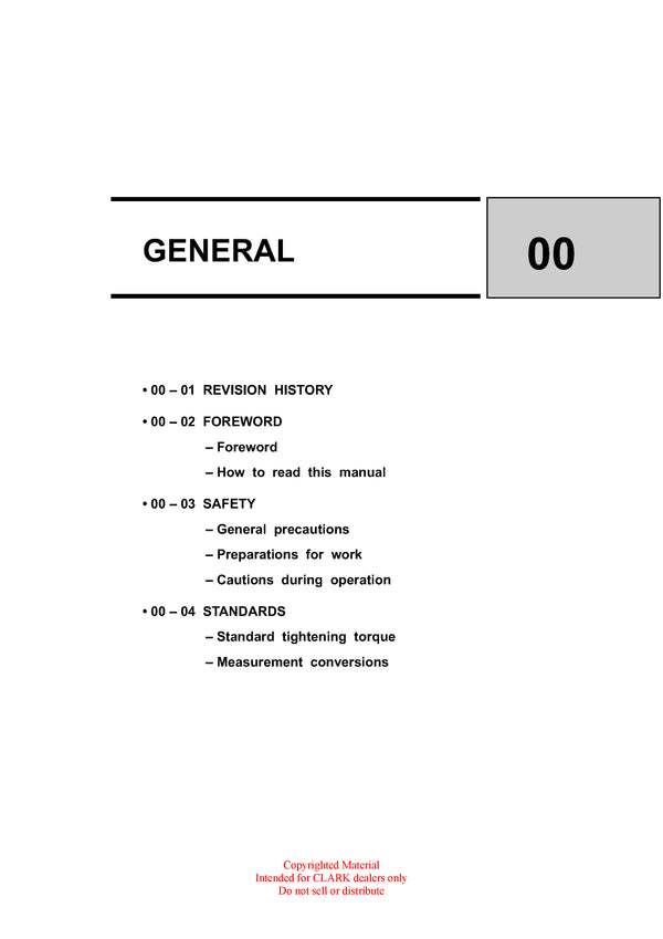 Clark CMP 20-30 D L G SF 20-30 D L G (SM-711) Forklift Service Repair Manual - PDF Download