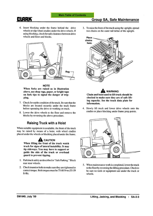 Clark CMP 50 60 70 (SM-649) Forklift Service Repair Manual - PDF Download