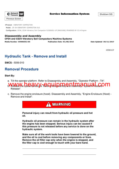 DOWNLOAD CATERPILLAR CP-34 VIBRATORY COMPACTOR SERVICE REPAIR MANUAL 515