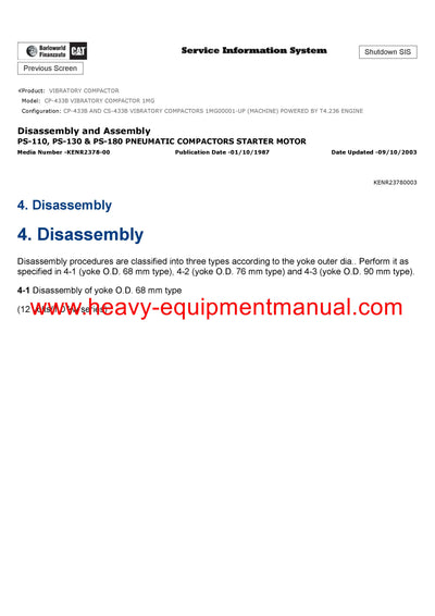 Download Caterpillar CP-433B VIBRATORY COMPACTOR Service Repair Manual 1MG