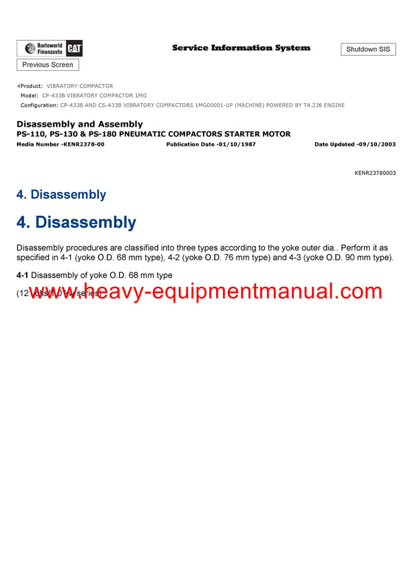 Download Caterpillar CP-433B VIBRATORY COMPACTOR Service Repair Manual 1MG