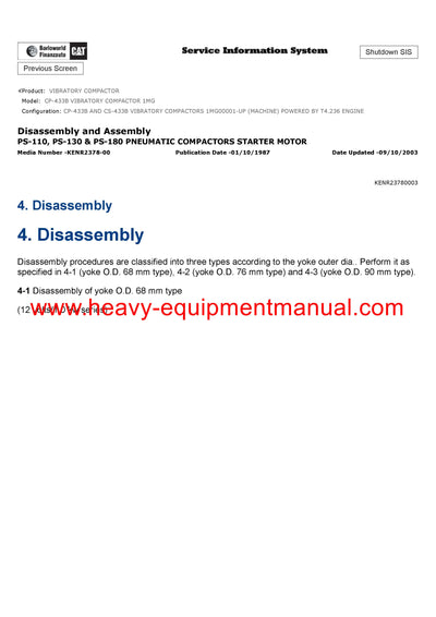 DOWNLOAD CATERPILLAR CP-433B VIBRATORY COMPACTOR SERVICE REPAIR MANUAL 1MG