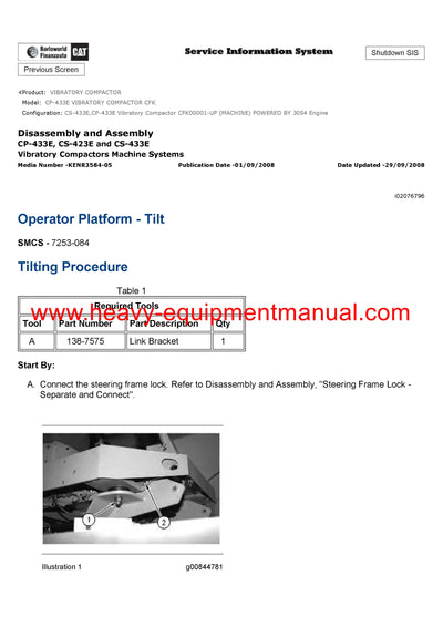 DOWNLOAD CATERPILLAR CP-433E VIBRATORY COMPACTOR SERVICE REPAIR MANUAL CFK