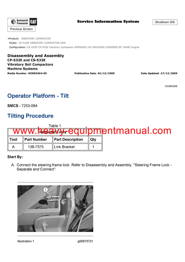 Download Caterpillar CP-533E VIBRATORY COMPACTOR Service Repair Manual ASM