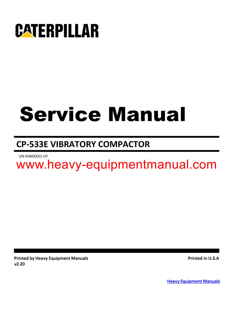 DOWNLOAD CATERPILLAR CP-533E VIBRATORY COMPACTOR SERVICE REPAIR MANUAL ASM