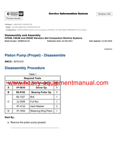 DOWNLOAD CATERPILLAR CP-54B VIBRATORY COMPACTOR SERVICE REPAIR MANUAL CPX