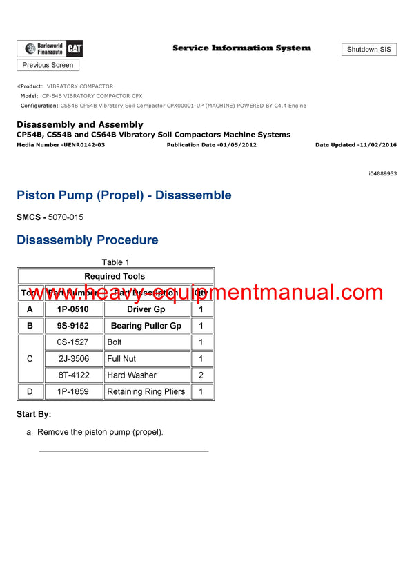 DOWNLOAD CATERPILLAR CP-54B VIBRATORY COMPACTOR SERVICE REPAIR MANUAL CPX