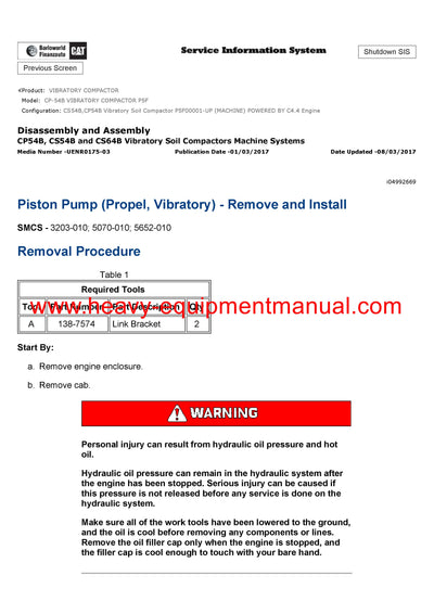 Download Caterpillar CP-54B VIBRATORY COMPACTOR Service Repair Manual P5F