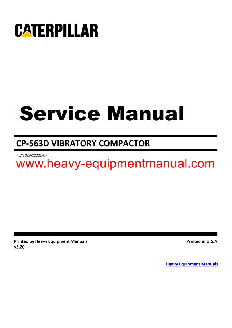 Download Caterpillar CP-563D VIBRATORY COMPACTOR Service Repair Manual 9ZW