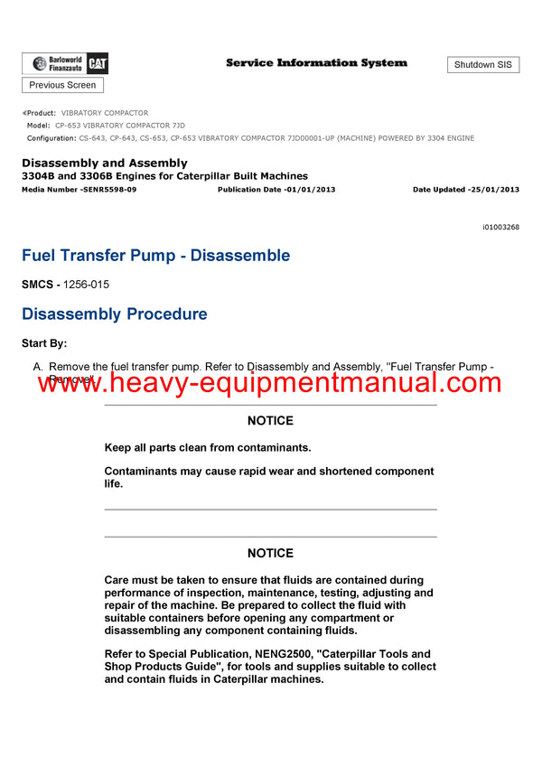 DOWNLOAD CATERPILLAR CP-653 VIBRATORY COMPACTOR SERVICE REPAIR MANUAL 7JD