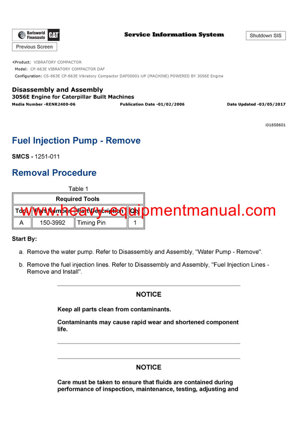 Download Caterpillar CP-663E VIBRATORY COMPACTOR Service Repair Manual DAF