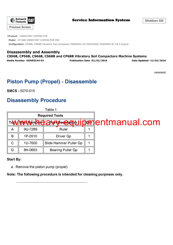 DOWNLOAD CATERPILLAR CP-68B VIBRATORY COMPACTOR SERVICE REPAIR MANUAL P68