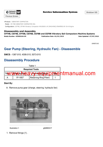 DOWNLOAD CATERPILLAR CP-74B VIBRATORY COMPACTOR SERVICE REPAIR MANUAL 491