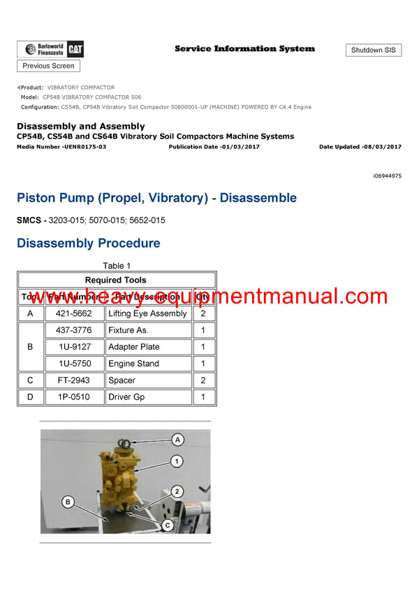 DOWNLOAD CATERPILLAR CP54B VIBRATORY COMPACTOR SERVICE REPAIR MANUAL 506