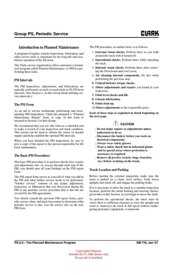 Clark CRX 10 13 14 15 18 20 25 (SM-776) Forklift Service Repair Manual - PDF Download