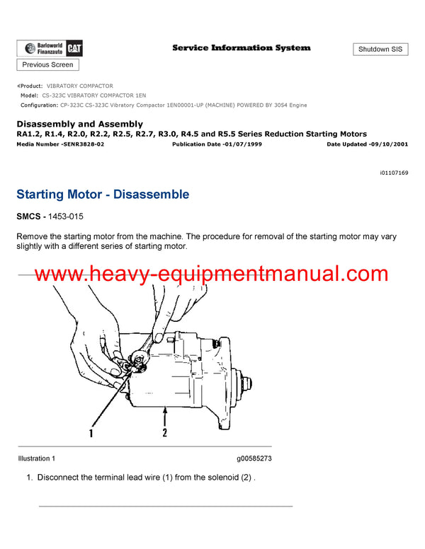 Download Caterpillar CS-323C VIBRATORY COMPACTOR Service Repair Manual 1EN