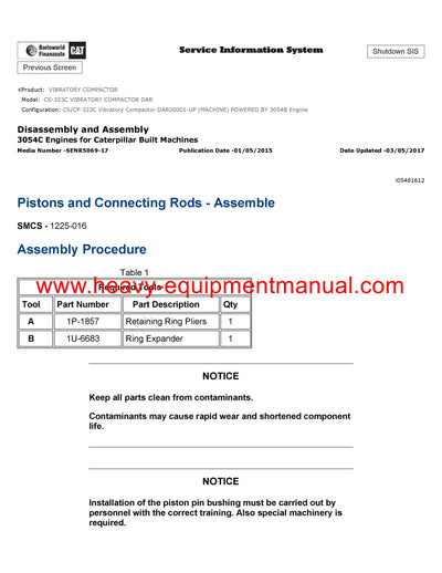 Download Caterpillar CS-323C VIBRATORY COMPACTOR Service Repair Manual DAR