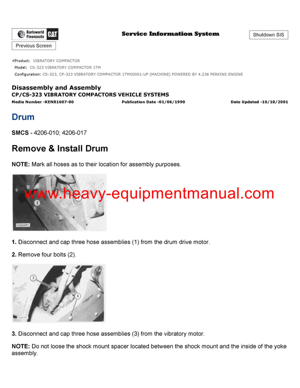 DOWNLOAD CATERPILLAR CS-323 VIBRATORY COMPACTOR SERVICE REPAIR MANUAL 1TM