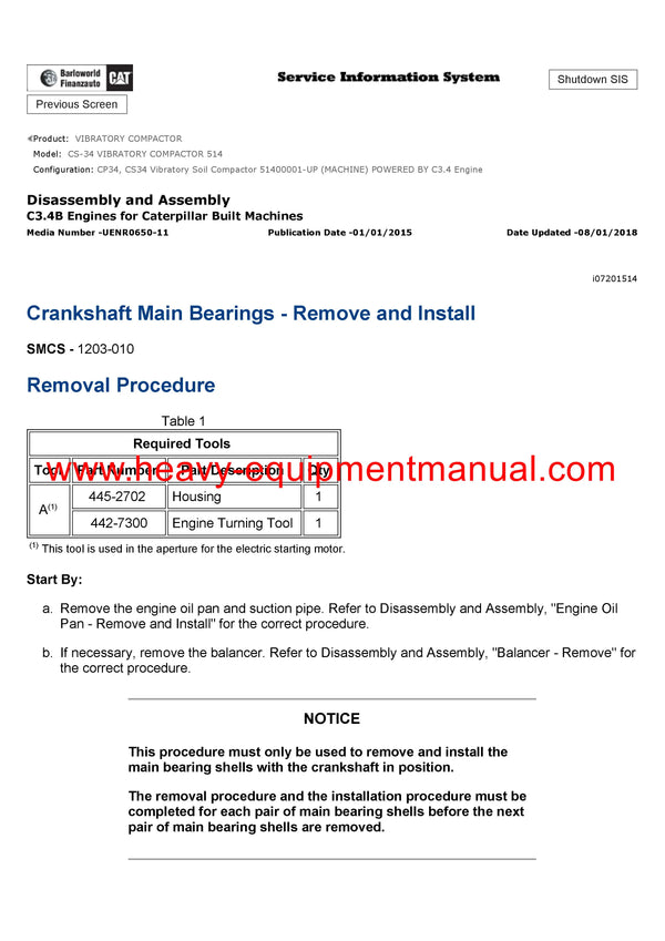 DOWNLOAD CATERPILLAR CS-34 VIBRATORY COMPACTOR SERVICE REPAIR MANUAL 514