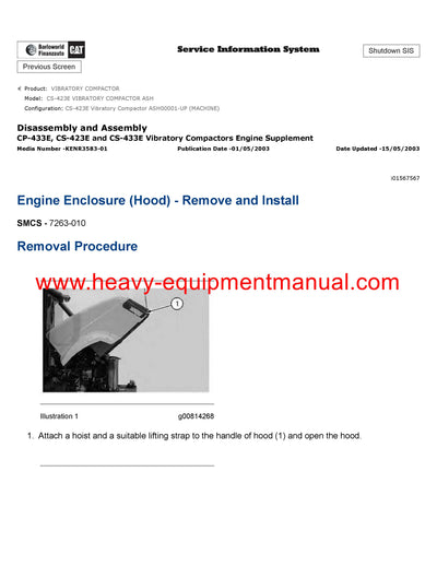 Download Caterpillar CS-423E VIBRATORY COMPACTOR Service Repair Manual ASH 