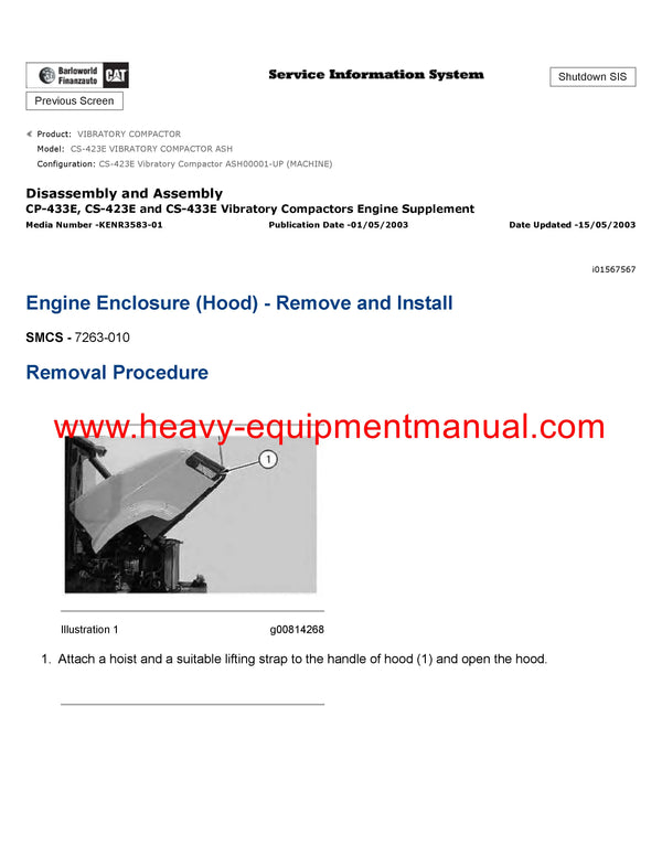 DOWNLOAD CATERPILLAR CS-423E VIBRATORY COMPACTOR SERVICE REPAIR MANUAL ASH