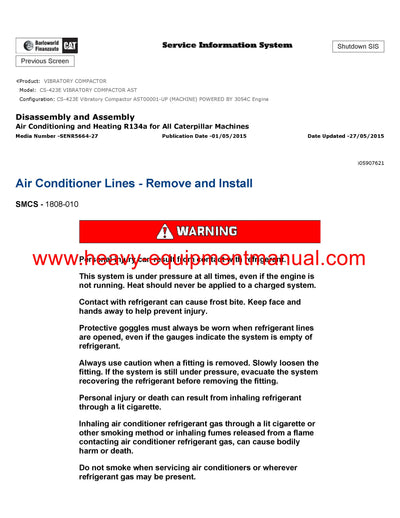 Download Caterpillar CS-423E VIBRATORY COMPACTOR Service Repair Manual AST