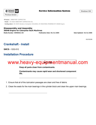 Download Caterpillar CS-423E VIBRATORY COMPACTOR Service Repair Manual DCL