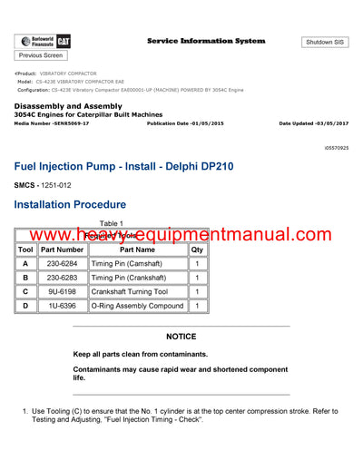 Download Caterpillar CS-423E VIBRATORY COMPACTOR Service Repair Manual EAE