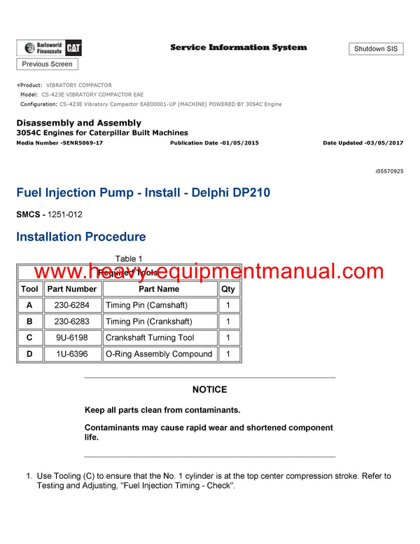 Download Caterpillar CS-423E VIBRATORY COMPACTOR Service Repair Manual EAE