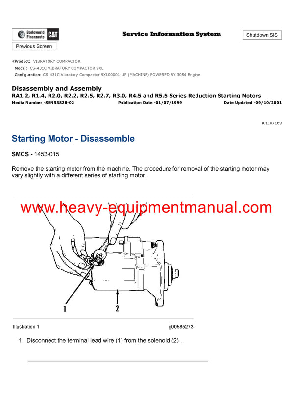 Download Caterpillar CS-431C VIBRATORY COMPACTOR Service Repair Manual 9XL