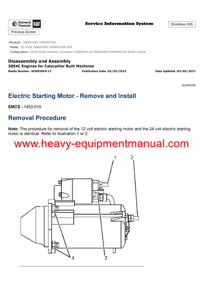 Download Caterpillar CS-433E VIBRATORY COMPACTOR Service Repair Manual ASR