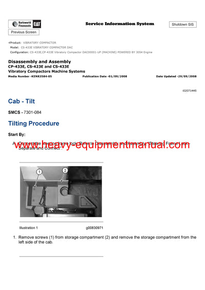 Download Caterpillar CS-433E VIBRATORY COMPACTOR Service Repair Manual DAC