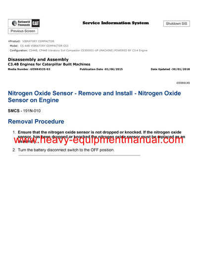 DOWNLOAD CATERPILLAR CS-44B VIBRATORY COMPACTOR SERVICE REPAIR MANUAL CS3