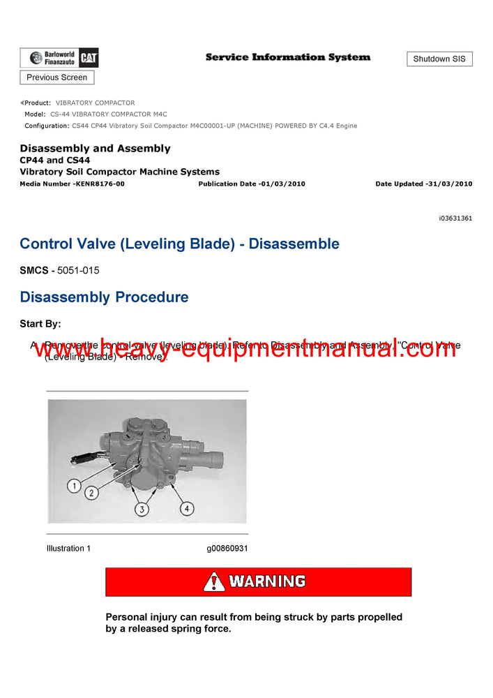 Download Caterpillar CS-44 VIBRATORY COMPACTOR Service Repair Manual M4C
