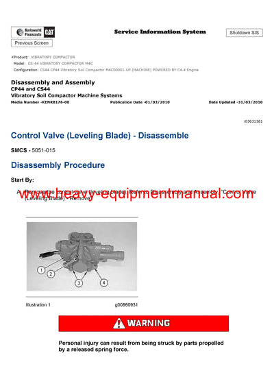 DOWNLOAD CATERPILLAR CS-44 VIBRATORY COMPACTOR SERVICE REPAIR MANUAL M4C
